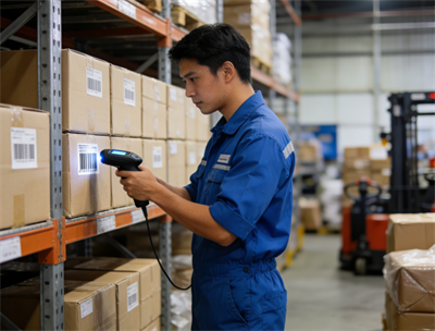 scanning package shipping barcodes
